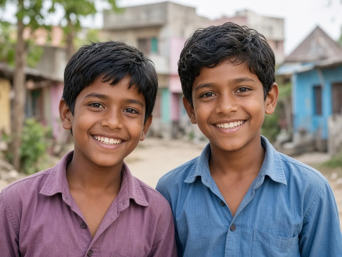 Young boys in community setting