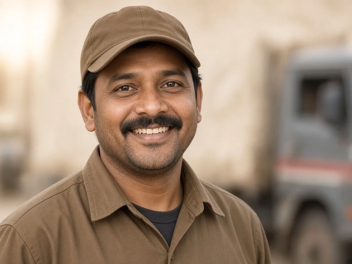 Smiling truck driver portrait