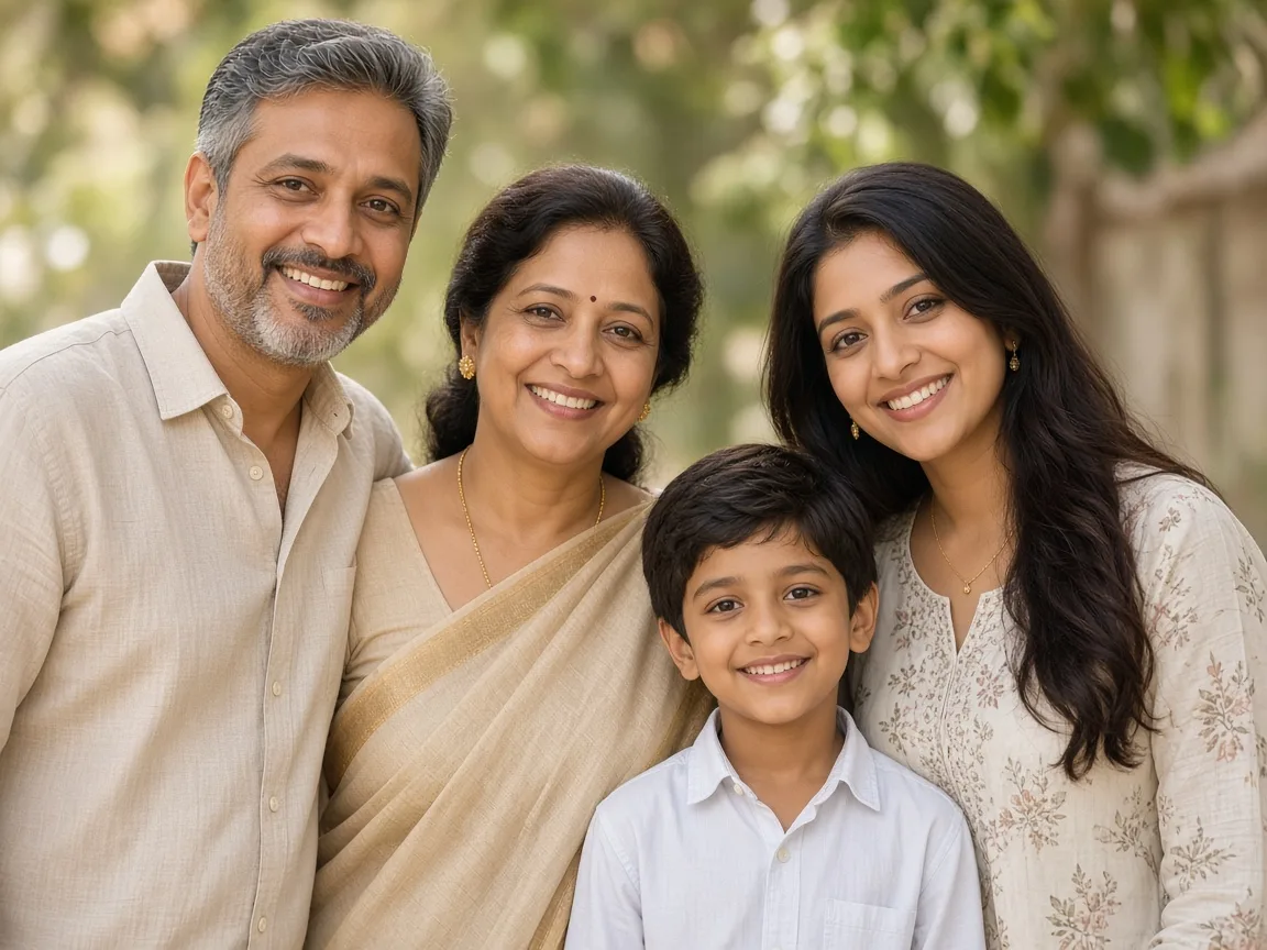 Family smiling together
