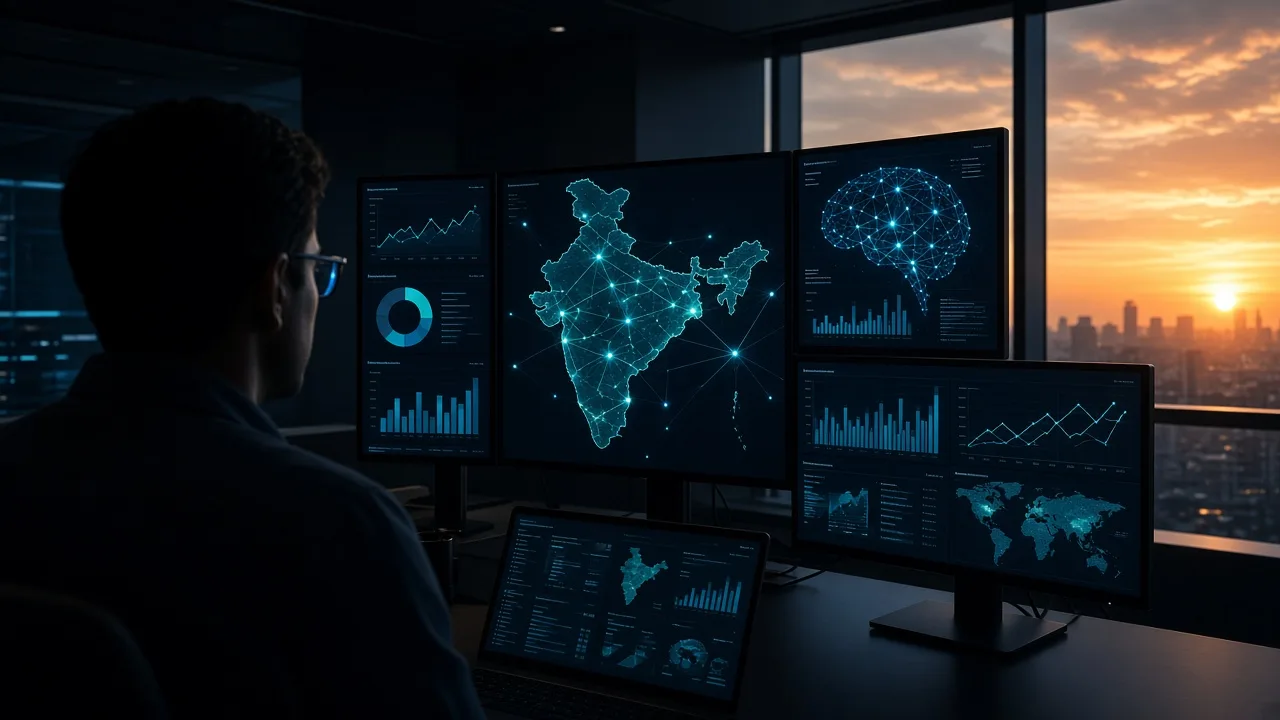 Control room with India logistics intelligence dashboards